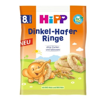 Hipp Δαχτυλίδια με Όλυρα και Βρώμη 30gr Hipp Δαχτυλίδια με Όλυρα και Βρώμη 30gr