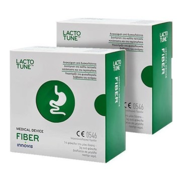 Innovis Lactotune Fiber, пищевая добавка от запоров, 2 x 14 пакетиков