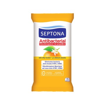 Septona Αντιβακτηριδιακά Μαντηλάκια Χεριών με Άρωμα Πορτοκάλι 15τμχ Septona Αντιβακτηριδιακά Μαντηλάκια Χεριών με Άρωμα Πορτοκάλι 15τμχ