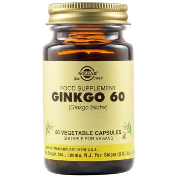 Solgar Ginkgo Biloba 60mg , 60 Vegetable Capsules