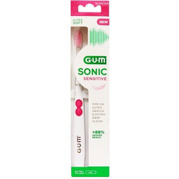 GUM Sonic Sensitive Ultra Soft 4101 Ηλεκτρική Οδοντόβουρτσα Μπαταρίας Λευκή 1τμχ