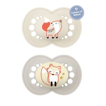 Mam Day & Night Orthodontic Silicone Pacifiers for 6-16 months Beige/Grey 2pcs