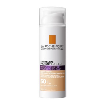 La Roche Posay Anthelios Pigment Correct Photocorrection Täglich getönte Creme LSF 50+, Gesichtssonnenschutz gegen Flecken 50 ml