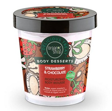 Natura Siberica-Organic Shop Body Desserts, Mousse pour le corps hydratante à la fraise et au chocolat, 450 ml