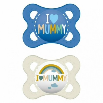 Mam Ciucci in silicone I Love Daddy per 2-6 mesi 2 pezzi Blu/Bianco