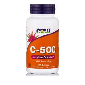 Now Foods Витамин C-500 с шиповником и биофлавоноидами, 100 таблеток