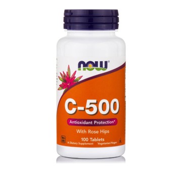 Now Foods Vitamin C-500 with Rose Hips & Bioflavonoids, 100 Tabs