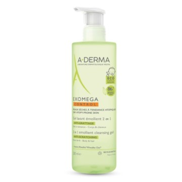 A-Derma Exomega Control Gel Nettoyant Emollient 2 en 1 avec Pompe 500 ml
