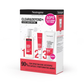 Neutrogena Promo Clear & Defend+ Facial Wash 200ml, Daily Serum 30m... Neutrogena Promo Clear & Defend+ Facial Wash 200ml, Daily Serum 30m...