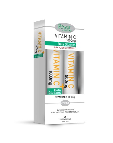 Power of Health Promo Витамин С 1000 mg бета глюкани, 20 ефервесцентни таблетки и витамин C 500 mg, 20 ефервесцентни таблетки