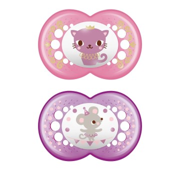 Mam Original Orthodontic Silicone Pacifiers for 16+ months Pink/Purple 2pcs