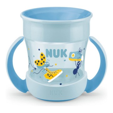 Nuk Mini Magic Cup Πλαστικό Ποτηράκι Μπλε με Xείλος και Kαπάκι για 6m+ 160ml