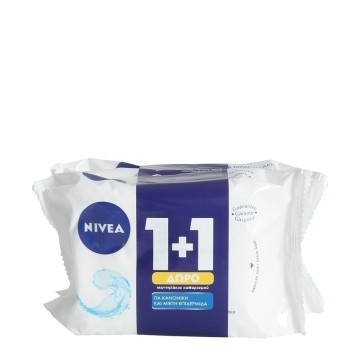 Nivea Face Essential Clean Wipes 3 in 1 Μαντηλάκια Καθαρισμού Κανονικές-Μικτές 1+1 Δώρο 25Τμχ