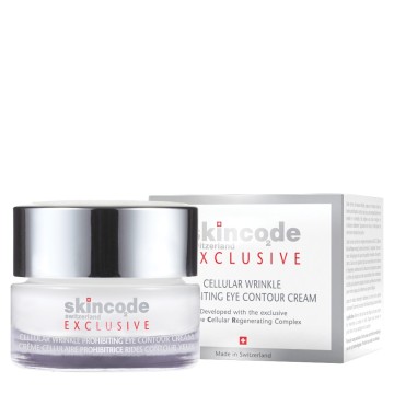 Skincode Exclusive Crème Cellulaire Contour des Yeux, Crème Contour des Yeux Anti-Âge-Anti-Rides aux Peptides, 15 ml