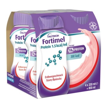 Nutricia Fortimel Protein με Γεύση Φράουλα, 4x200ml