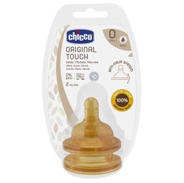Резиновая соска Chicco Original Touch с нормальным потоком 0 мес.+ 2 шт.