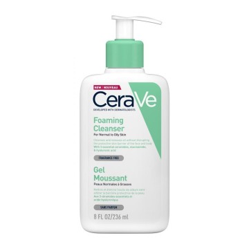 CeraVe Foaming Cleanser Gel, Пенящийся очищающий гель для лица и тела с гиалуроновой кислотой, керамидами и ниацинамидом 236 мл