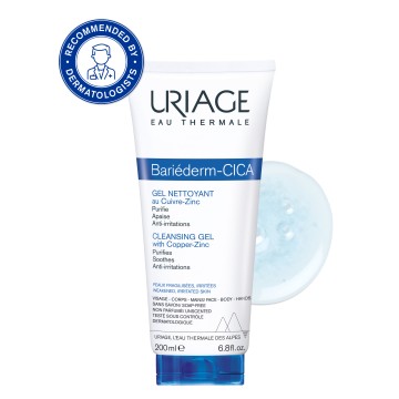 Uriage Bariederm - Cica Cleansing Gel with Copper - Zinc 200ml Uriage Bariederm - Cica Cleansing Gel with Copper - Zinc 200ml