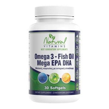 Natural Vitamins Omega 3 - Fish Oil Mega EPA DHA, 60 softgels