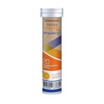 Genecom Terra Vitamin C & Vitamin D3 Πορτοκάλι 20 αναβράζοντα δισκία
