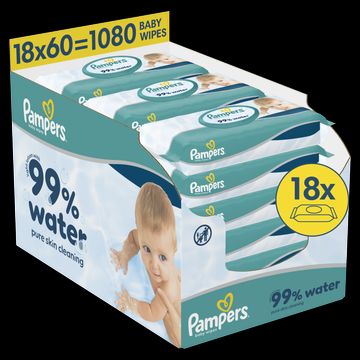 Pampers Baby Wipes 99% Water, 18x60 τεμάχια