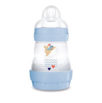 Mam Easy Start Anti-Kolik-Kunststoff-Babyflasche mit Silikonsauger ab 0 Monaten, Blau, 160 ml