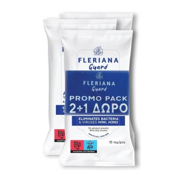 Fleriana Guard Promo Антибактериальные жидкие салфетки для рук, 3х15 шт.