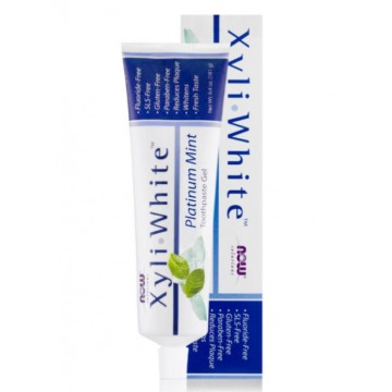 Now Foods Xyli White Platinum Menthe Gel Dentifrice 181gr