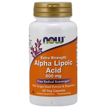 Now Foods acido alfa lipoico extra forte 600 mg 60 capsule a base di erbe