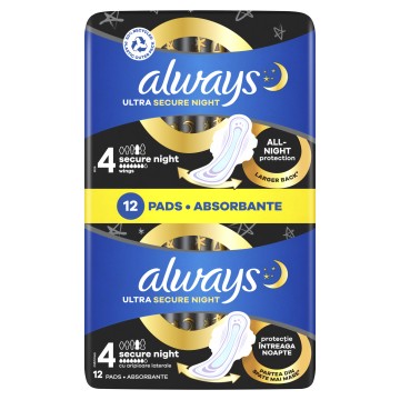 Always Ultra Secure Night Size 4, 12 τεμάχια Always Ultra Secure Night Size 4, 12 τεμάχια