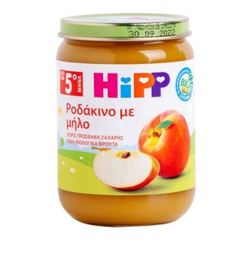 Hipp Плодов крем Праскова с Ябълка 5м+ 190гр без добавена захар
