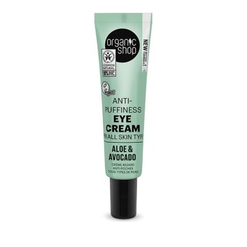 Natura Siberica Organic Shop Crème contour des yeux anti-poches pour tous types de peau, avocat et aloès, 30 ml