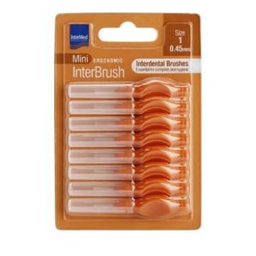 Intermed Mini Ergonomic Interdental Brushes with Handle 0.45mm Orange 8pcs