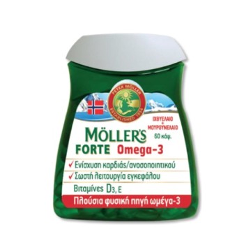 Mollers Forte Oméga-3 Huile de Poisson & Huile de Morue 60caps