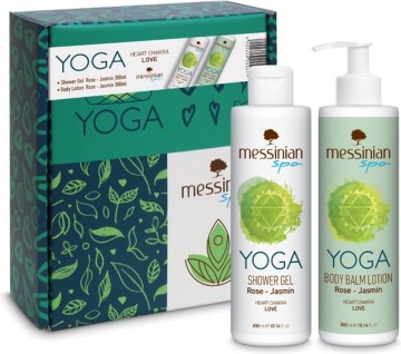 Messinian Spa Promo Yoga Chakra du Cœur Gel douche Rose Jasmin 300 ml et lotion pour le corps 300 ml