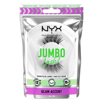 NYX Professional Make Up Jumbo Lash! رموش نباتية صناعية جلام أكسنت، زوج واحد