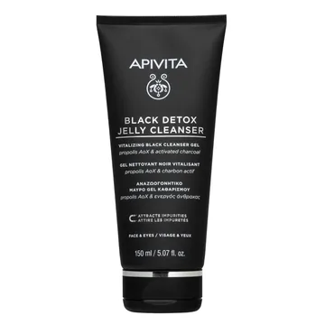Apivita Black Detox Gelée Nettoyante, Gel Nettoyant Noir pour le Visage et...