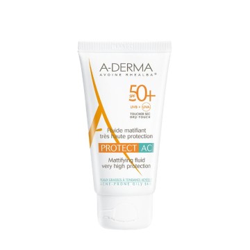 A-Derma Protect AC Fluide Matifiant Visage SPF50+, Crème Solaire Effet Mat, 40 ml