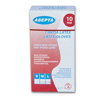 Asepta Examination Latex Gloves Medium 10 τεμάχια