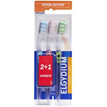 Elgydium Promo Inter-Active Οδοντόβουρτσα Medium 3τμχ