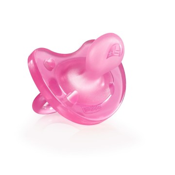 Chicco Physio Soft, Ciuccio tutto in silicone rosa 0-6m