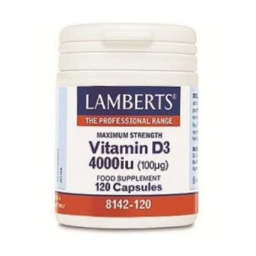 Lamberts فيتامين D3 4000iu ، العظام ، الأسنان ، صحة المناعة (100 ميكروغرام) 120 كبسولة