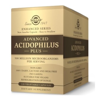 Solgar Advanced Acidophilus Plus Double Pack Probiotics 120 herbal capsules