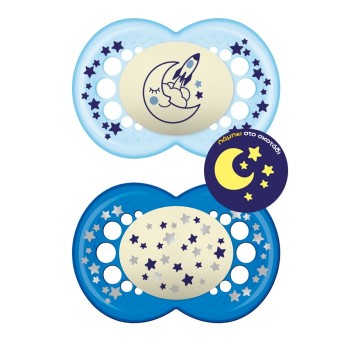 Mam Silicone Pacifiers Original Night for 16+ months Blue 2 pieces