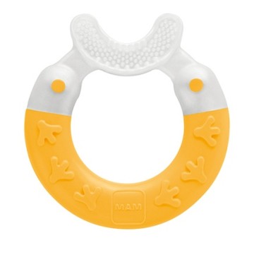 Anneau de dentition Mam Bite & Brush jaune 3 mois et plus