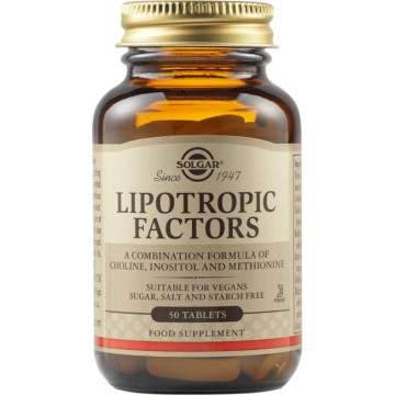 عوامل Solgar Lipotropic ، إنقاص الوزن ، تقليل الكوليسترول ، 50 قرصًا