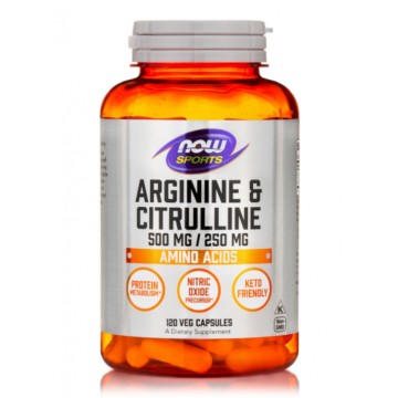 Now Foods Arginine & Citrulline 500/250 مجم 120 كبسولة
