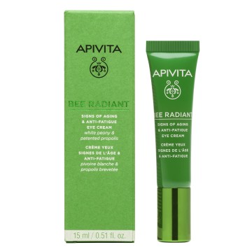 Apivita Bee Radiant Eye Cream mit Pfingstrose, Augencreme gegen Zeichen der Hautalterung - Relaxed Look 15ml