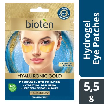 Patchs pour les yeux en hydrogel Hyaluronic Gold Bioten, 1 paire