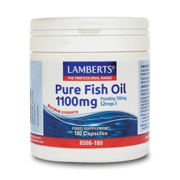 Lamberts Pure Fish Oil 1100 mg Supplément d'huile de poisson pour le cœur, les articulations, la peau et le cerveau 180 capsules